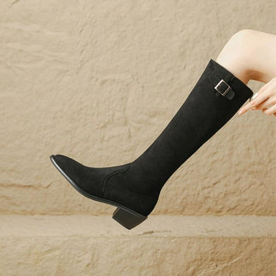 Women's Petite Size Block Back Zipper Long Boots FS303