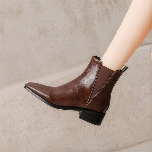 Women's Petite Size Block Heel Ankle Boots MS166