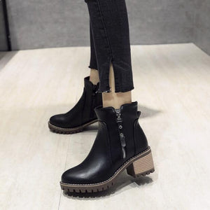 Women's Petite Size Block Heel Short Boots TS122