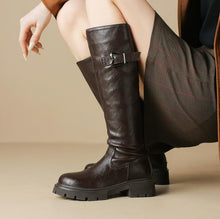 Women's Petite Size Block Low Heel Long Boots FS351