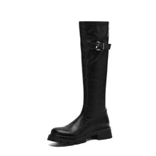 Women's Petite Size Block Low Heel Long Boots FS351