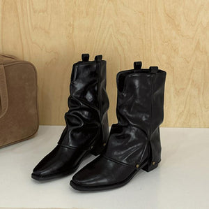 Women's Petite Size Chunky Short Boots FS255