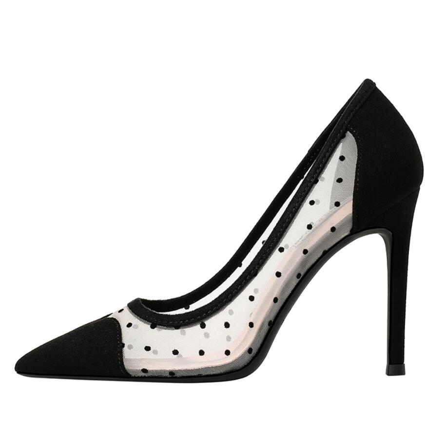 Women's Petite Size Lace Mesh Suede Heels(3/6/8/10cm heel) GS392