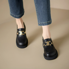 Women's Petite Size Leather Loafers MS507