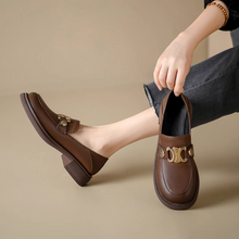 Women's Petite Size Leather Loafers MS507