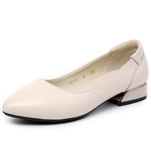 Women's Petite Size Leather Low Heel Pumps DS131