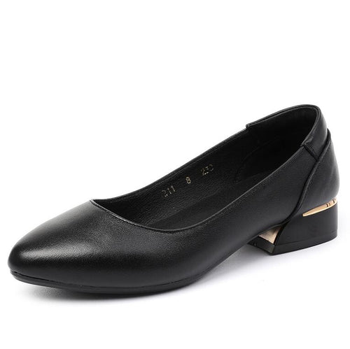 Women's Petite Size Leather Low Heel Pumps DS131