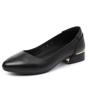 Women's Petite Size Leather Low Heel Pumps DS131