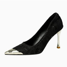 Women's Petite Size Metallic Lace Pump Shoes AW2702