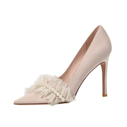 Women's Petite Size Pointed Satin Heels FS321