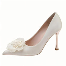 Women's Petite Size Satin Heels With Flower Bow SS2634