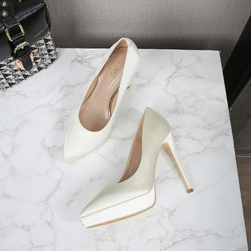 Women's Petite Size Silk Satin Platform Heels FS145