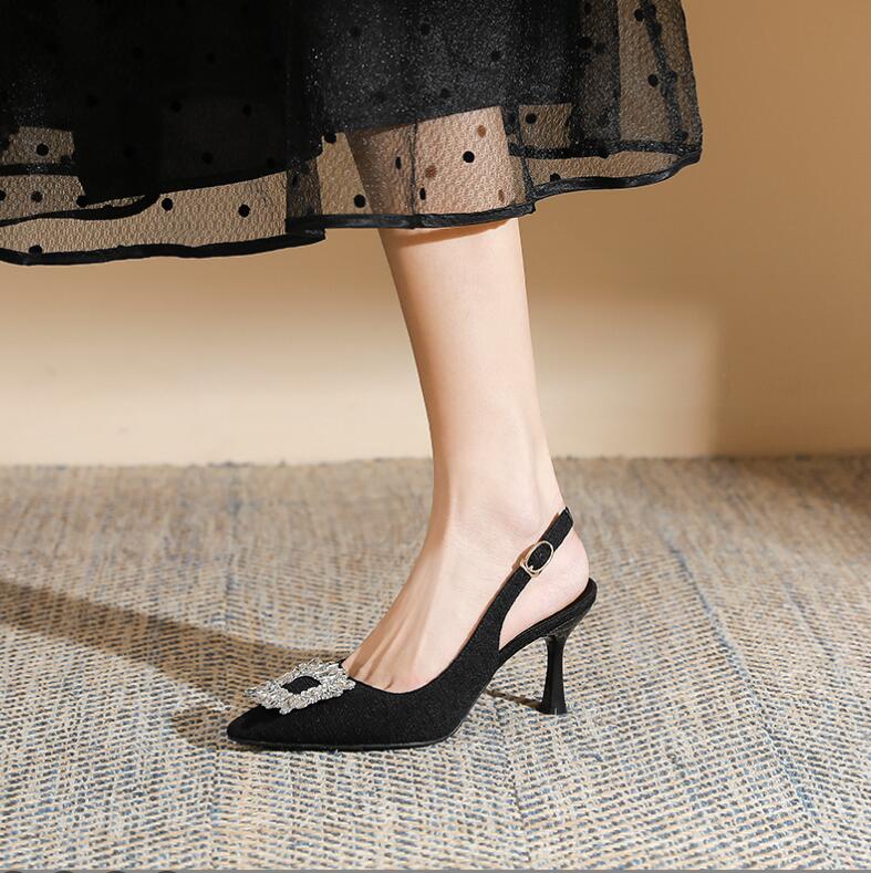Women's Petite Size Slingback Pointy Heels With Buckle MS91 - AstarShoes