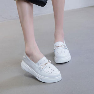 Women's Petite Size Slip On Leather Casual Shoes MS371