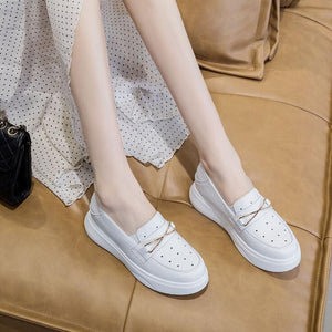 Women's Petite Size Slip On Leather Casual Shoes MS371