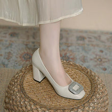 Women's Petite Size Square Toe Chunky Shoes AW2647