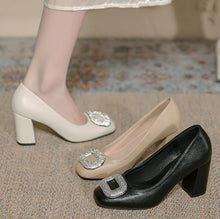 Women's Petite Size Square Toe Chunky Shoes AW2647