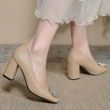 Women's Petite Size Square Toe Chunky Shoes AW2647