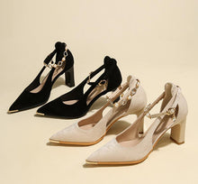 Women's Petite Size Suede Chunky Heel Shoes AW2700