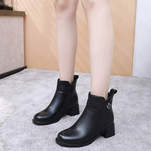 Women's Petite Small Feet Block Leather Boots FS173