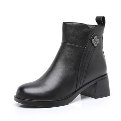 Women's Petite Small Feet Block Leather Boots FS173