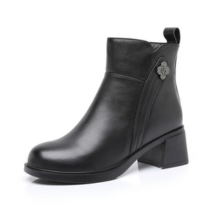 Women's Petite Small Feet Block Leather Boots FS173