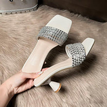 Women's Petite Square Toe Rhinestone Dress Sandal Shoes SS27110