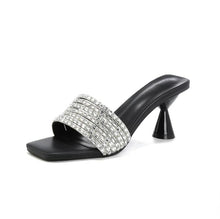 Women's Petite Square Toe Rhinestone Dress Sandal Shoes SS27110