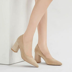 Women's Petite Suede Chunky Heel Shoes MS535