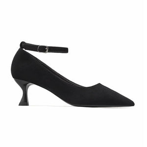 Women's Petite Suede Pumps With Ankle Strap TS30