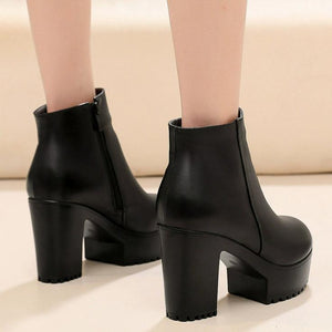 Women's Platform Chunky Side Zipper Short Boots FS190