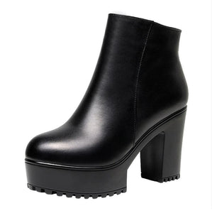 Women's Platform Chunky Side Zipper Short Boots FS190