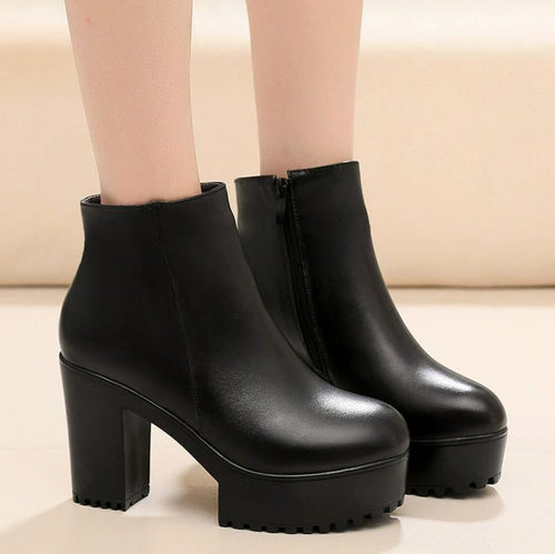 Women's Platform Chunky Side Zipper Short Boots FS190