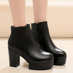 Women's Platform Chunky Side Zipper Short Boots FS190