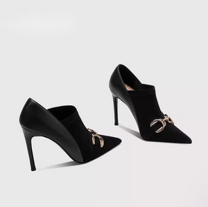 Women's Pointy Booties With Metal Buckle TS276