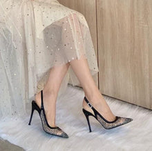 Women's Slingback Rhinestone Lace Mesh Dress Shoes AW2624