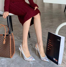 Women's Slingback Rhinestone Lace Mesh Dress Shoes AW2624