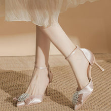 Women's Small Feet Ankle Strap Satin Heels FS339