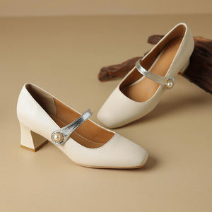 Women's Small Feet Block Chunky Heel Shoes FS217