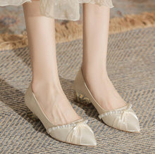 Women's Small Feet Block Heel Satin Shoes AW2648