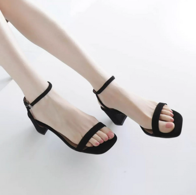 Women's Small Feet Chunky Heeled Suede Sandals TS421