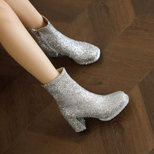 Women's Small Feet Glitter Chunky Boots FS333