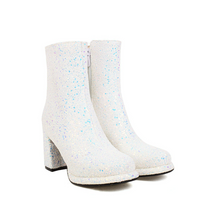 Women's Small Feet Glitter Chunky Boots FS333