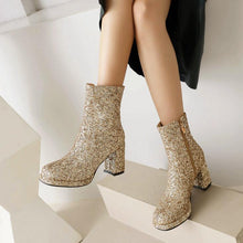Women's Small Feet Glitter Chunky Boots FS333