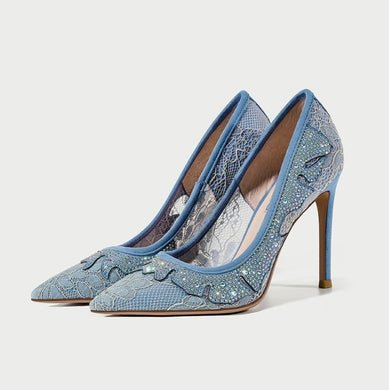 Women's Small Feet Lace Mesh Dress Heels MS176