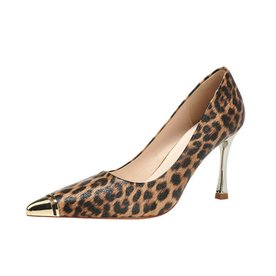 Women's Small Feet Metal Heel Leopard Pump Shoes FS225
