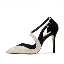 Women's Small Feet Rhinestone Strap Suede Heels AW2625