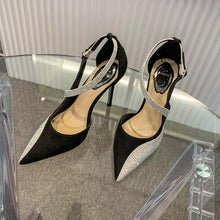 Women's Small Feet Rhinestone Strap Suede Heels AW2625