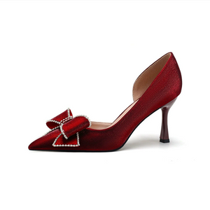 Women's Small Feet Satin Heeled Shoes TS405