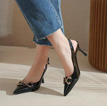 Women's Small Feet Slingback Heeled Patent Shoes TS109